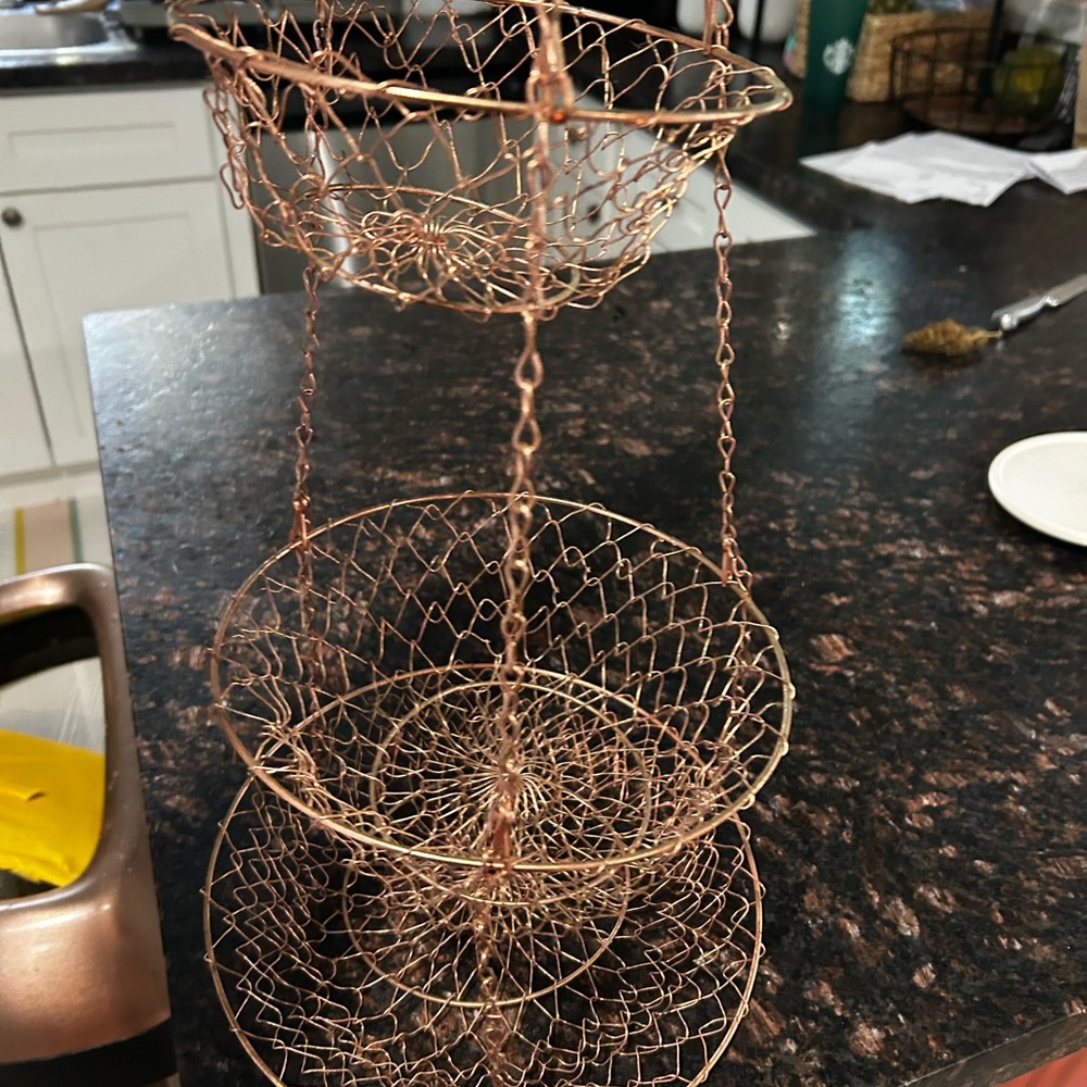 Copper Wire Three-Tier Basket